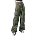 thumbnail image 1 of Pantalones cargo anchos para mujer: estilo urbano, cordón en la parte inferior, diseño con múltiples bolsillos, ajuste holgado, tallas S-XXXL., 1 of 8