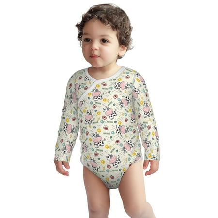 

Fotbe Cute Cow Pattern Unisex-baby Long-sleeve Bodysuit Long Sleeve Bodysuits One-piece 100% Organic Cotton for Infant Baby Boys Unisex-18 Months