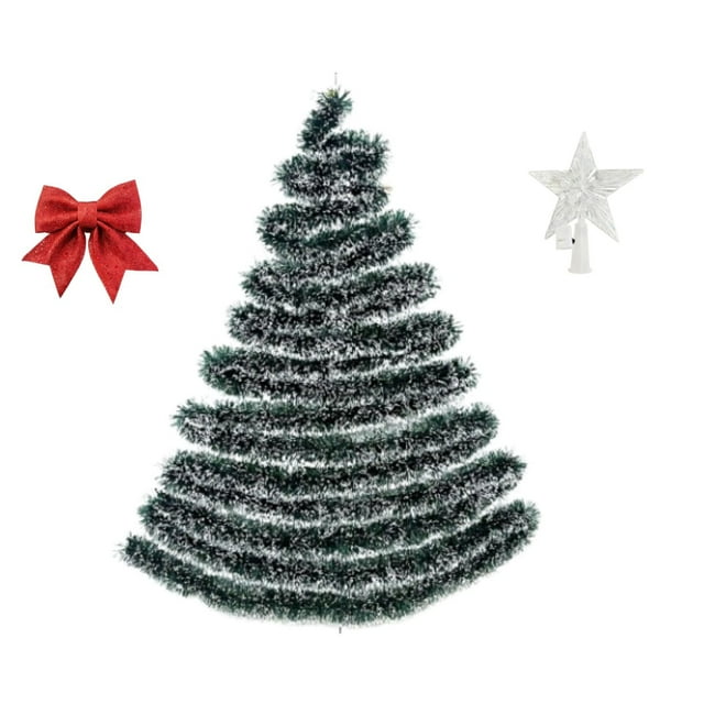 Christmas Ribbon For Tree 10 m Dark Green Base With White And Green Snowflake Fringe Red Green Color Blocking Holiday Decoration