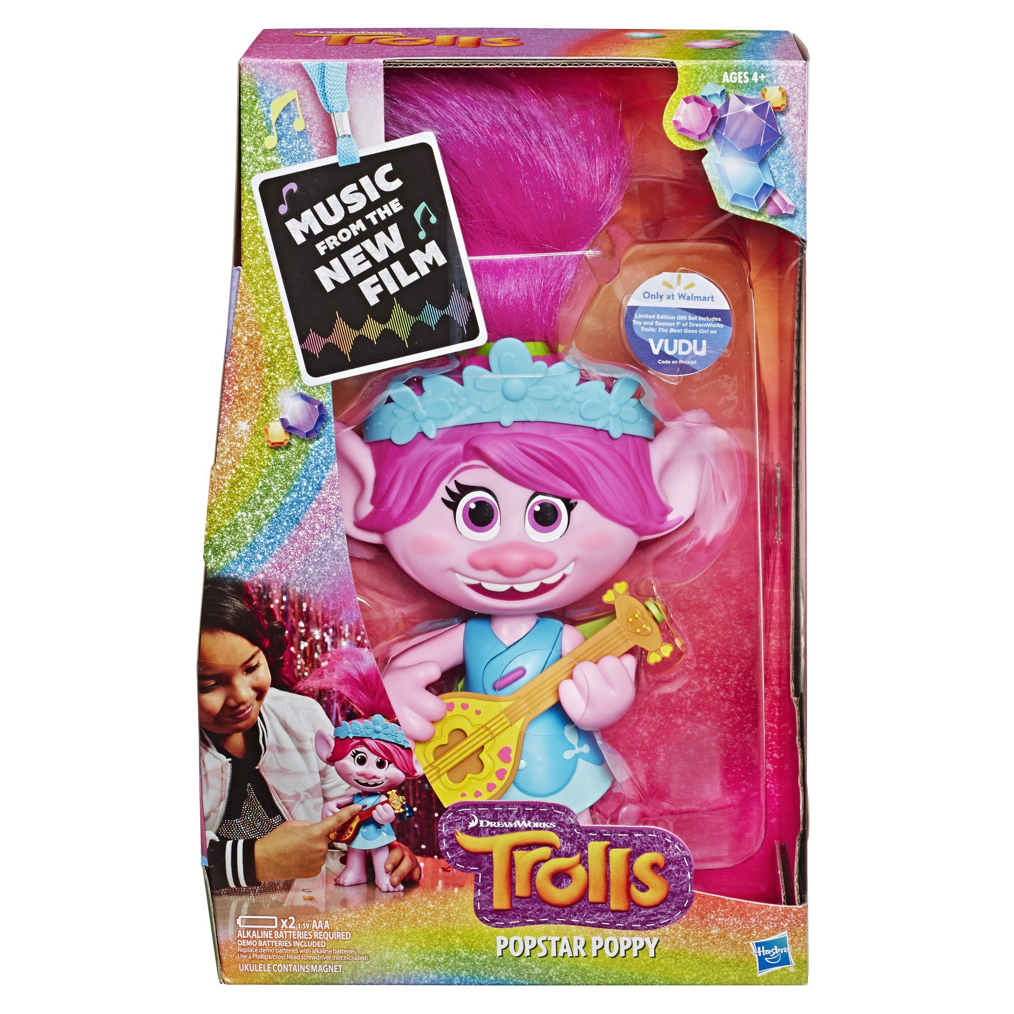 DreamWorks Trolls Popstar Poppy Singing Doll, Includes Toy Ukulele, Plays Movie Song - image 2 of 3