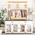thumbnail image 6 of 71" Wooden Large Dog Crate Furniture With 2 Drawers & 8 360° Lockable Wheels,Reversible Food Bowls, 6 of 6