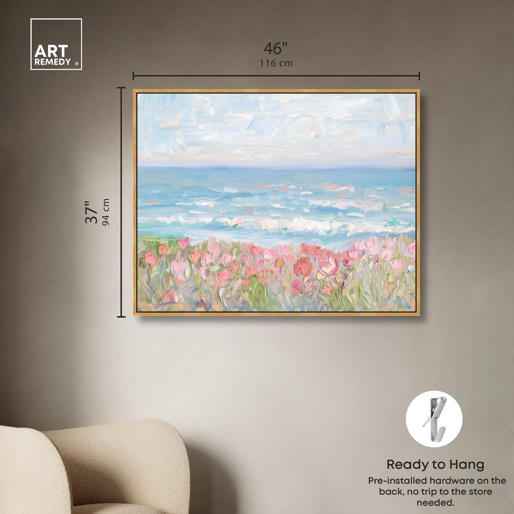 Waves of Peace Canvas Famous Artist Prints by Art Remedy, Gold Frame, 45 x 36