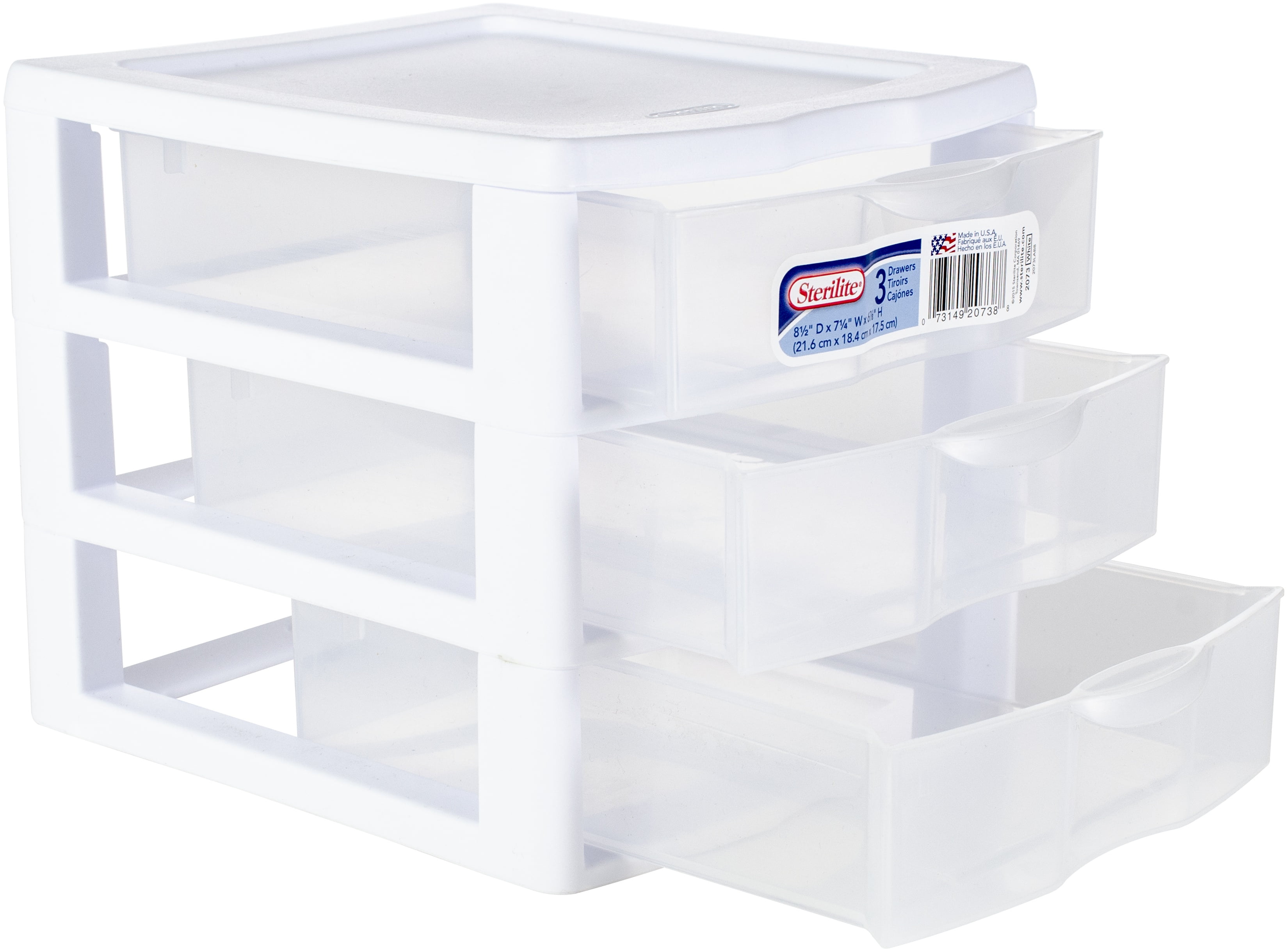 Sterilite Small 3 Drawer Unit White Clear Drawers Walmart Com