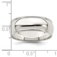thumbnail image 2 of Bague Classique de Mariage en Argent Sterling 925 7 mm Demi-Ronde Perlée Taille 7,5, 2 of 6