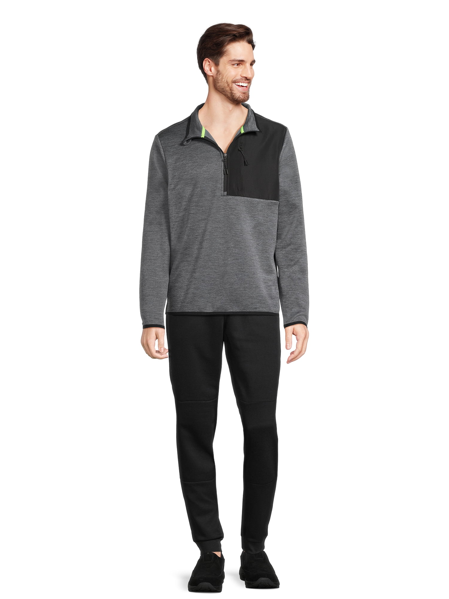 Athletic Works Men's Quarter Zip Tech Fleece Pullover, Sizes S-3XL