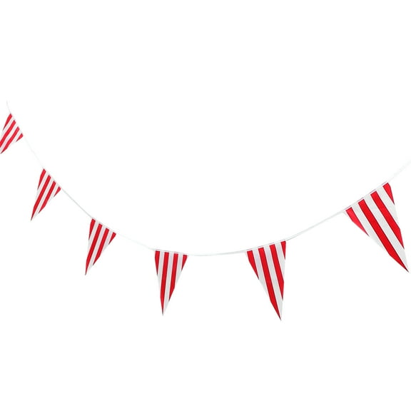 WORGEOUS 1 Set  Carnival Circus Bunting Banner Striped Pennant Banner Triangle Bunting Flag (L)