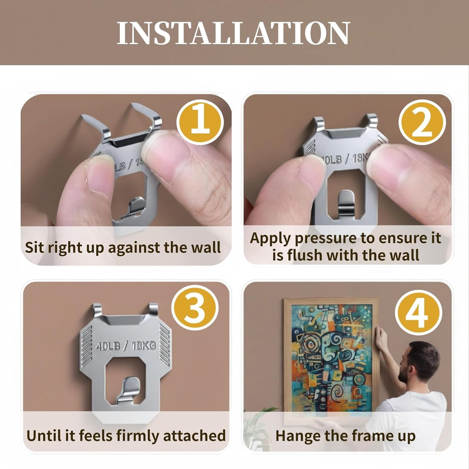 Heavy Duty Claw Picture Hangers for Drywall, No Nail Picture Hangers for Drywall, No Damage Wall Hooks for Mirror, Poster, Frame, Home Decor