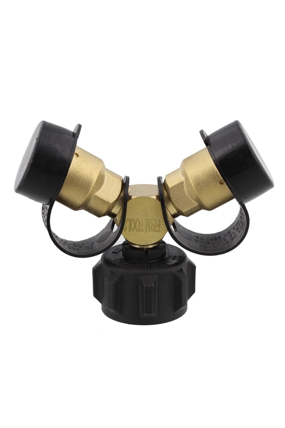 Propane Tank Adapters LP Gas Line Splitter 2 Way Tee or Y QCC1 to POL