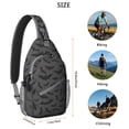 thumbnail image 5 of Sling Backpack,Gray Halloween Bats and Spider Webs Sling Bag with Water Bottle Holder,Waterproof Sling Bag for Men/Women with Headphone Jack for Hiking,Travel, 5 of 6