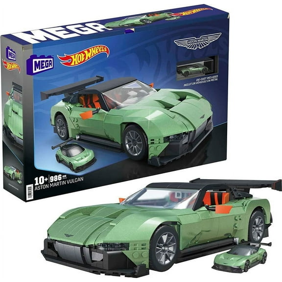 Hot Wheels MEGA Vehicle Building Toys for Adults, Aston Martin Vulcan with 635 Pieces and Die-Cast Model, Gift Ideas for Collectors, HMY97