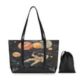 thumbnail image 7 of FORMRS Canvas Laptop Tote Bag for Women with 15.6" Computer Compartments Shoulder Handbag, Retro Watercolor Planet, 7 of 7