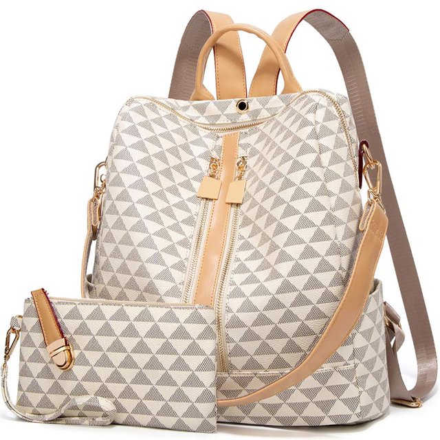 Makes Mochila Monedero para Mujer Bolso de Viaje de Cuero PU Bolso de diseño Convertible con Monedero 2 Piezas