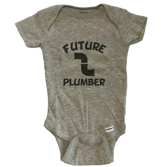 Future Plumber Cute Pipes Baby Bodysuit - One Piece Baby Bodysuit - Grey