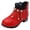 Red, variant on Girls Ankle Boots Breathable Lace Block Heel Short Booties Fashion Pearl Rhinestone Priness Shoes