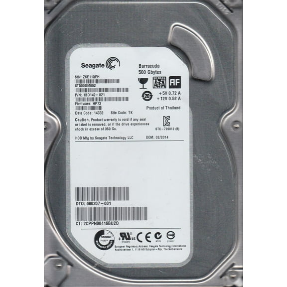 1bd142-021 - hp 500gb 7.2k rpm 3gbp/s 3.5in sata hard drive - new sealed bulk