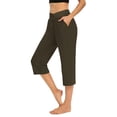 thumbnail image 2 of TQWQT Womens Capris for Summer Capri Pants Elastic Waist Knee Length Cropped Pants Dressy Casual Pedal Pushers with Pockets Green M, 2 of 8