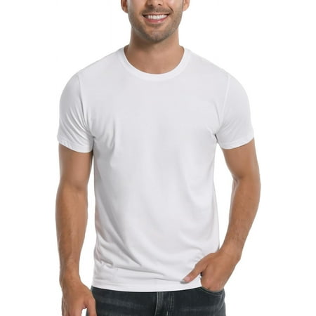

Mens Bamboo Viscose T Shirt Ultra Soft Plain Tshirts for Men Cooling Crew Neck Casual Basic Tee Shirt Undershirt AAA-3117