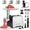 thumbnail image 1 of CHEFFANO Life Electric Meat Grinder, 2000W Max Sausage Stuffer Maker, Vegetable Cheese Grater with 3 Shredder Slicer Blades, 2 Blades, 3 Plates, Saus, 1 of 9