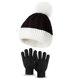 thumbnail image 1 of Gorro de punto con bola de lana para niños, guantes de Navidad, dos juegos de gorro de lana cálido, otoño e invierno, color sólido, 1 of 3