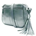 thumbnail image 5 of Cowhide Leather Womens Shoulder Purse Small Cross Body Organizer Bag with Many Pockets Grey Wide w Tassel, 5 of 6
