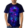 thumbnail image 4 of LAOLIUSN Men's Mushroom Graphic T Shirt, Psychedelic Fantasy Glow Tee, All Over Print Crew Neck Short Sleeve Shirt, S-4XL, 4 of 7