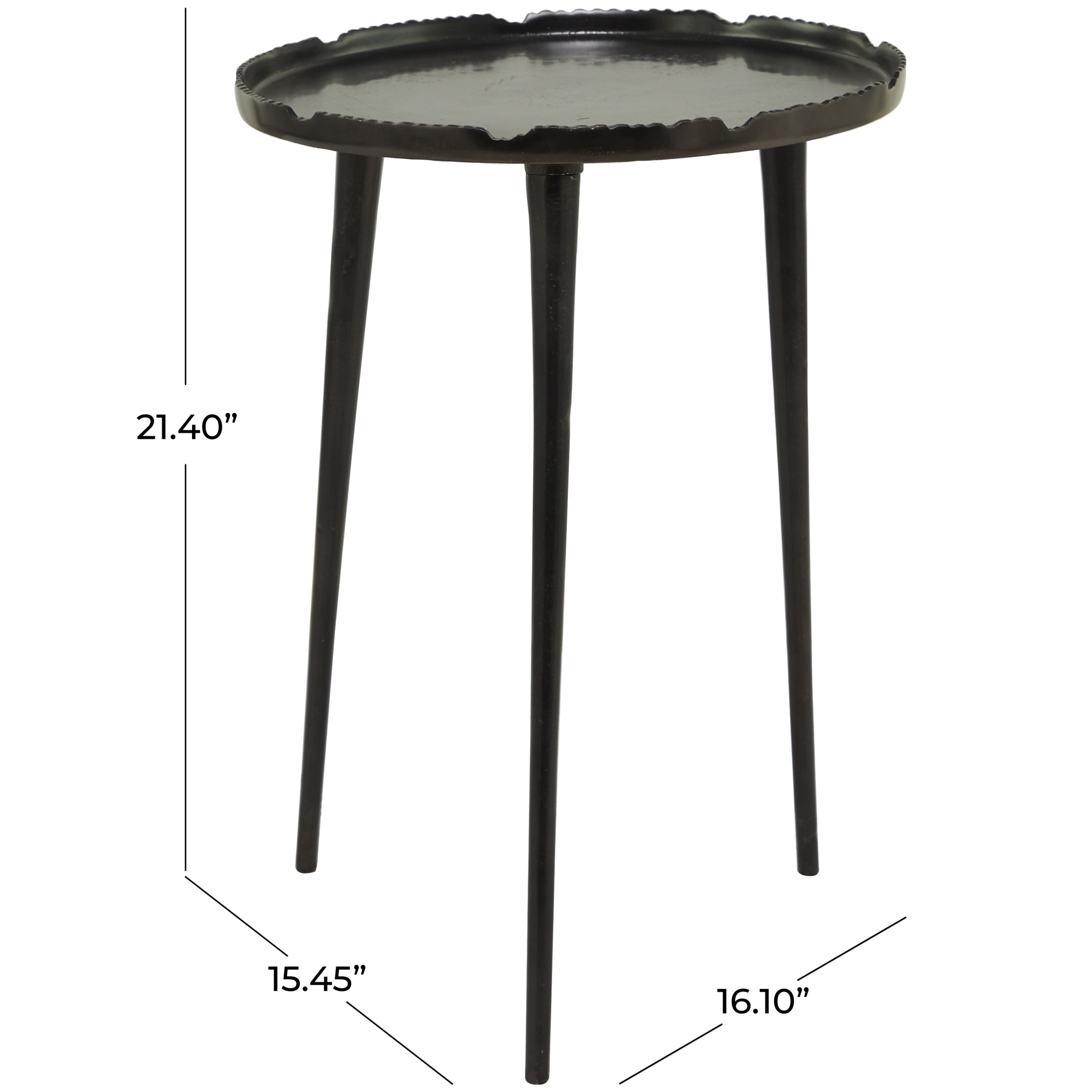 DecMode 15" x 21" Black Aluminum Accent Table with Tray Top, 1-Piece