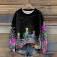 thumbnail image 3 of Long Sleeve Pullover Sweaters For Women O Neck Casual Cute Printing Knit Oversized Sweater for Fall and Winter, Christmas Snowflake Print, Cozy and Festive, Christmas Sweaters for Women ,Black,L, 3 of 6