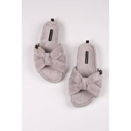 Pretty You London Women s Ariel Hard Soled Knot Slider Slipper in Gray