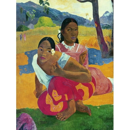 Nafea Faaipoipo (When are You Getting Married?), 1892 Colorful Tahiti Painting Portrait of Women Print Wall Art By Paul