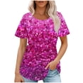 thumbnail image 1 of Pisexur Hauts pour Femmes, Blouses Habillées Décontractées pour Femmes, Hauts de Printemps pour Femmes, Haut Décontracté à Manches Courtes et Col Rond Ample Uni Multicolore, 2TG, 1 of 4