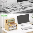 thumbnail image 6 of Bamboo Desk Organizer Mail Holder Countertop Letter Tray File Organizer for Desk Letter Sorter Paper File Storage for School Home Office Supplies, 6 of 7
