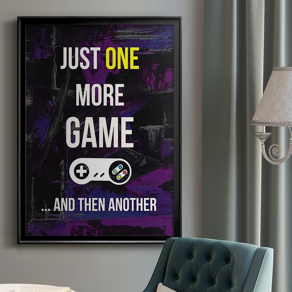 Gamer at Play II Premium Framed Print, in Gold, Black, or Silver - Ready to Hang