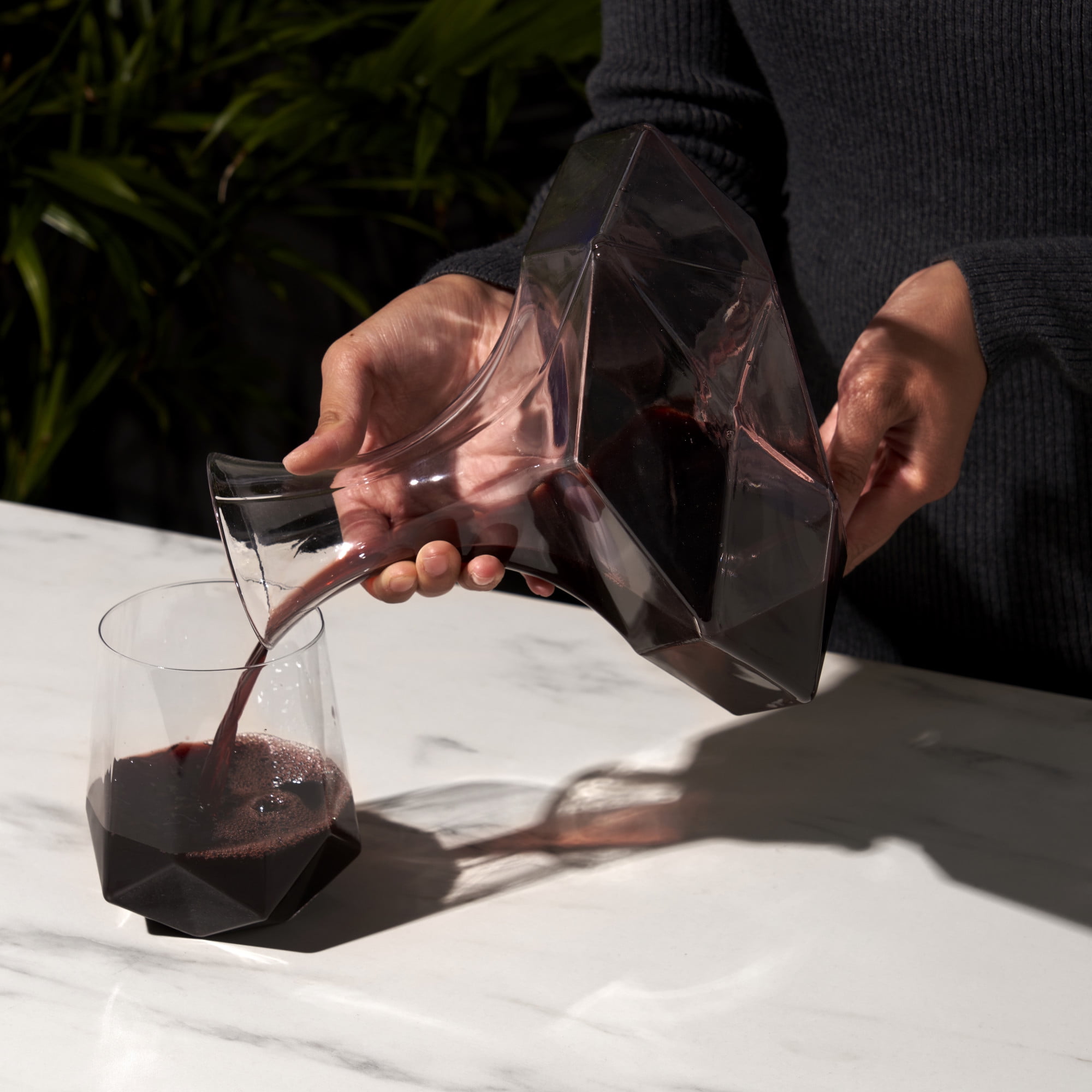 Viski Rolling Crystal Wine Glasses Set of 2 - Premium Crystal Clear Glass,  Modern Stemless, Wine Glass Gift Set - 12oz