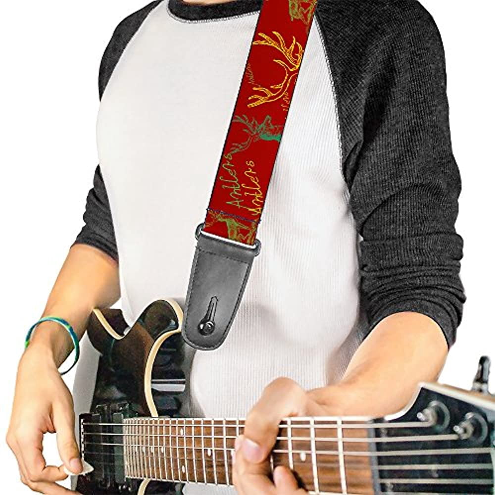 Buckle-Down Guitar Strap, Antlers Brown Turquoise Gold, 2 Inches Wide