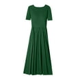 thumbnail image 5 of Baqcunre Casual Short Sleeve Crew Neck Solid Color Swing Dress Boho Fold Dress With Pocket Long Dress Women'S Casual Dresses Long Dress Women Clothing Womens Dresses,Color Army Green,Size 3XL, 5 of 5