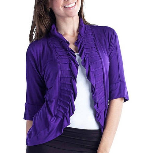 24/7 Comfort Apparel Women's 3/4 sleeve Ruffled Shrug