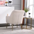 thumbnail image 4 of Velvet Accent Chair, Modern Velvet Vanity Chair for Makeup Room, Comfy Upholstered Leisure Chair with Arm, Back and Solid Metal Legs for Bedroom, Home Arm Chair for Living Room, Beige, 4 of 9