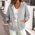 thumbnail image 4 of Besolor Womens Zip up Hoodies Drawstring Long Sleeve Sweatshirts Fall Winter Casual Thermal Warm Outdoor Track Jacket with Pockets(Large,Gray), 4 of 5