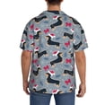 thumbnail image 3 of Fotbe Christmas Hat Dachshund Camisa Estampada de Manga Corta para Hombre, Casual de Verano, Estilo Playero, Sin Arrugas-Small, 3 of 5