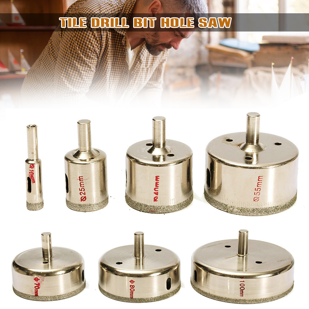Diamond Drill Bits 7Pcs Tile Hole Saw Set & Adjustable Hole Saw for