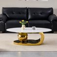 thumbnail image 4 of MIKIBAMA Modern Oval Faux Marble Coffee Table for Living Room, 4 of 10