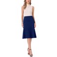 thumbnail image 2 of Midi Skirts for Women's Elastic High Waist Summer Work A Line Flowy Trendy Skirt XS Dark Blue, 2 of 5