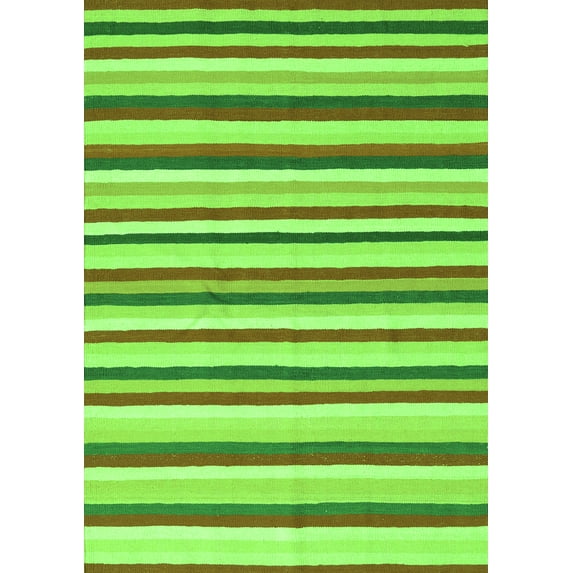 Ahgly Company Indoor Rectangle Abstract Green Contemporary Area Rugs, 5' x 7'