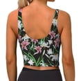 thumbnail image 3 of Haiem Lilies Flowers Pattern Womens Sports Bra - U Neck Padded Low Impact Yoga Bra Workout Crop Top Gym Moisture-Wicking Workout Vest -Small, 3 of 9