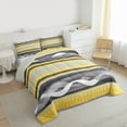 thumbnail image 3 of Feelyou Abstract Grey Yellow Queen Comforter Set for Men, Modern Art Striped Bedding Sets, Contemporary Aesthetic Reversible Bedding Comforter Set, Lightweight Room Decor, 3 Pieces, 3 of 8