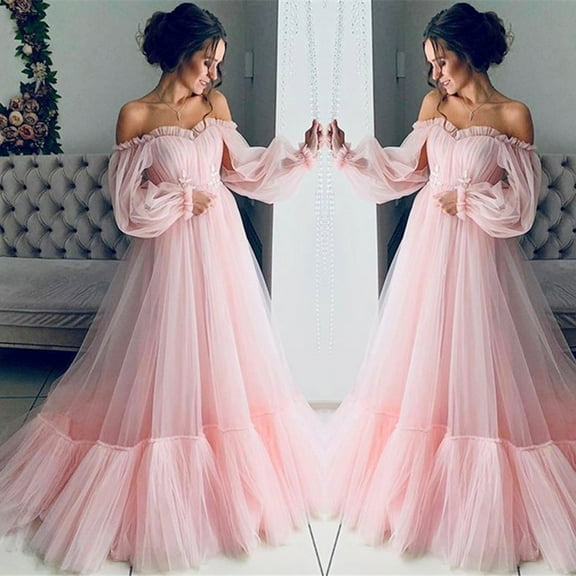 Utoimkio Cold Shoulder Mesh Wedding Guest Dresses for Women Elegant Party Maxi Dress Evening Gowns for Women