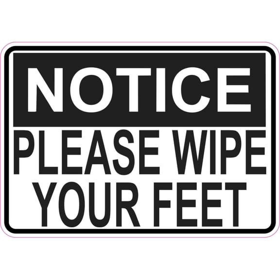 5in x 3.5in Please Wipe Your Feet Sticker Vinyl Signs Door Sign Stickers