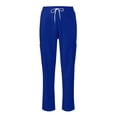 thumbnail image 3 of Womens Straight Leg Scrub Pants Drawstring Mid Rise Nursing Uniform 4-Way Stretch Soft Healthcare Professional Bottoms with Functional Pockets ,M,#01 Blue, 3 of 6
