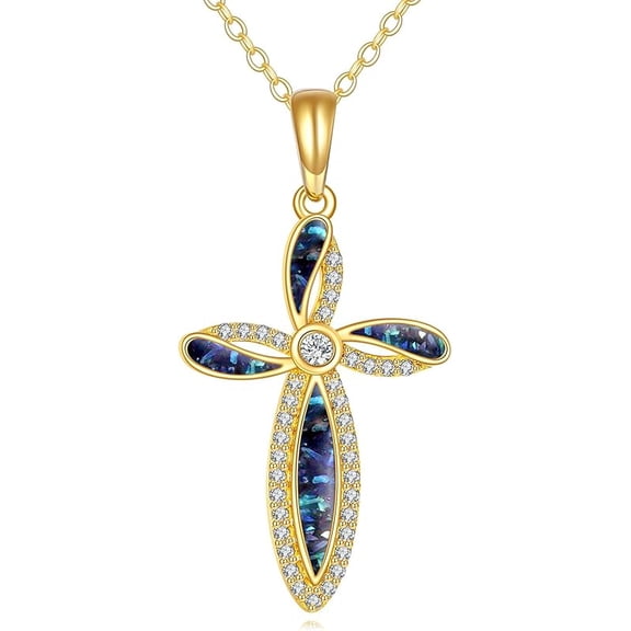 JUSORA 14k Solid Gold Cross Necklace 14k Real Gold Pendant Necklaces Jewelry Gifts For Women