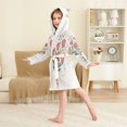 thumbnail image 4 of FORMRS Niños Bathrobe Unisex Hooded Robe Soft Plush Pajamas Sleepwear, Size 7-9T, Beige Cute Flower, 4 of 7